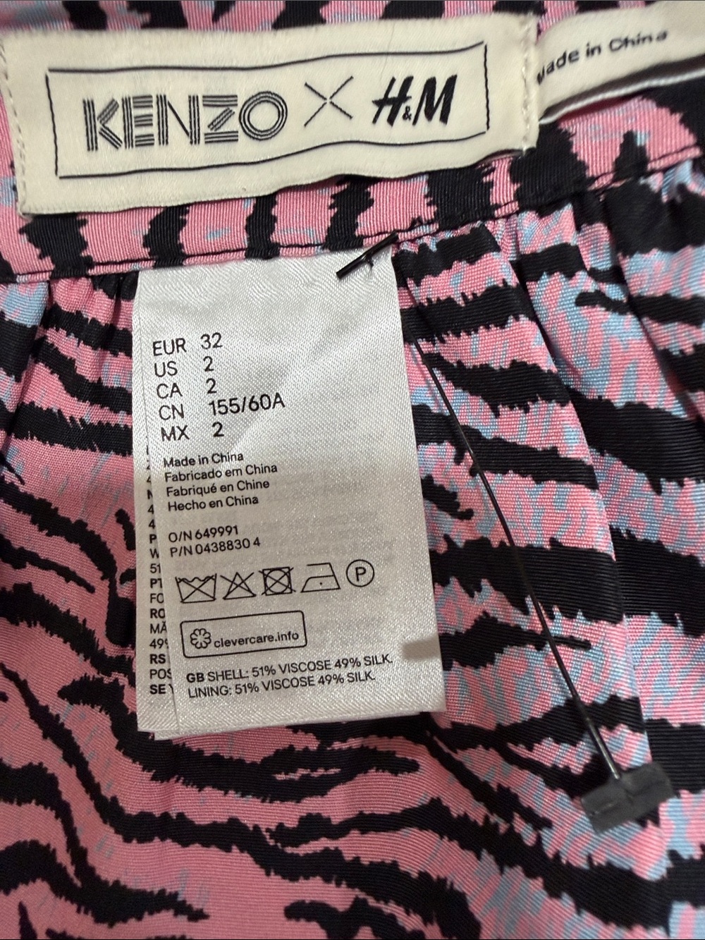 KENZO x H&M Silk Blend Wrap Midi Skirt Tiger Print Ruffle NWOT US 2 Rare - Picture 4 of 9